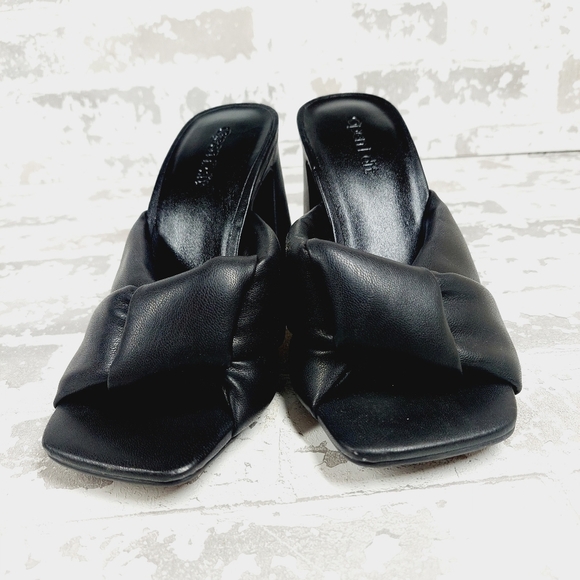 NEW Open Edit Saydee Black Block Heel Slip On Square Toe Sandals O343 - Picture 3 of 11